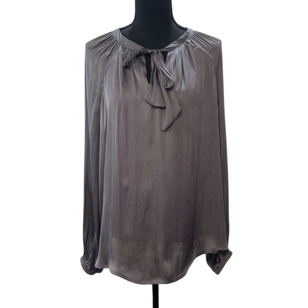 Torrid Gray Tie Front Long Sleeve Blouse